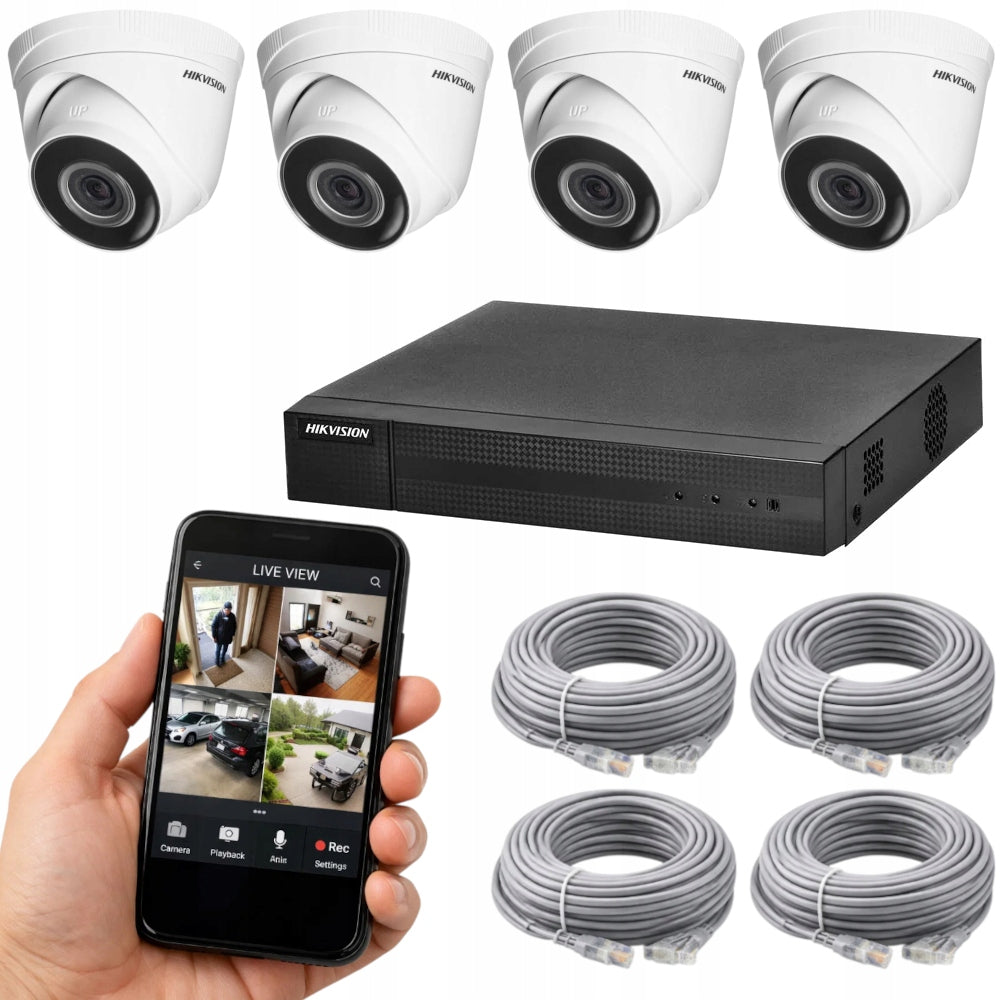 IP monitoring kit HIKVISION 4 cameras 4MPX IP67 DVR APPLICATION