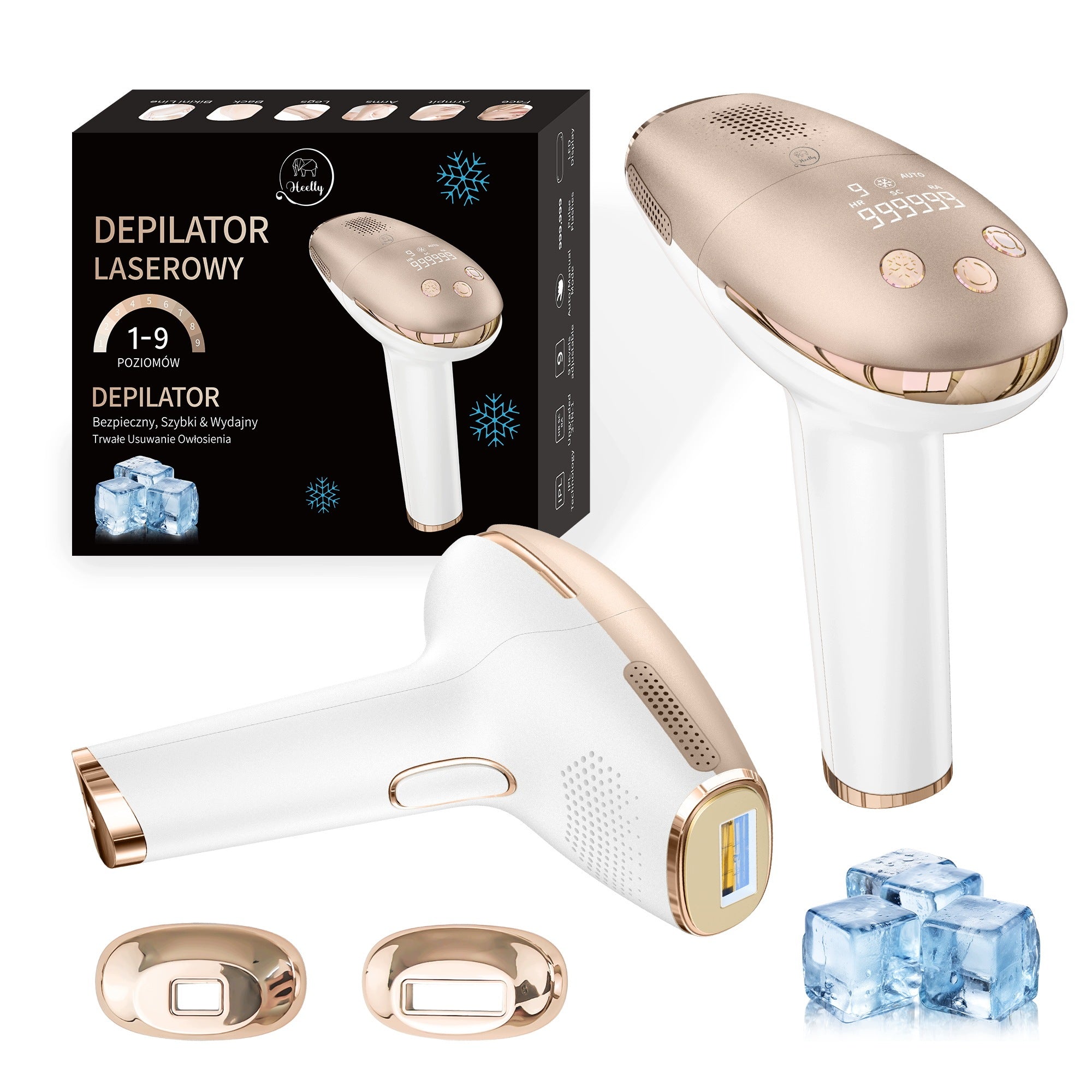 IPL EPILATOR FOR BODY HAIR LASER BIKINI LEGS HAIR REMOVAL PAINLESS GOLD Manufacturer code Depilator Heelly prezent dla kobiety złoty