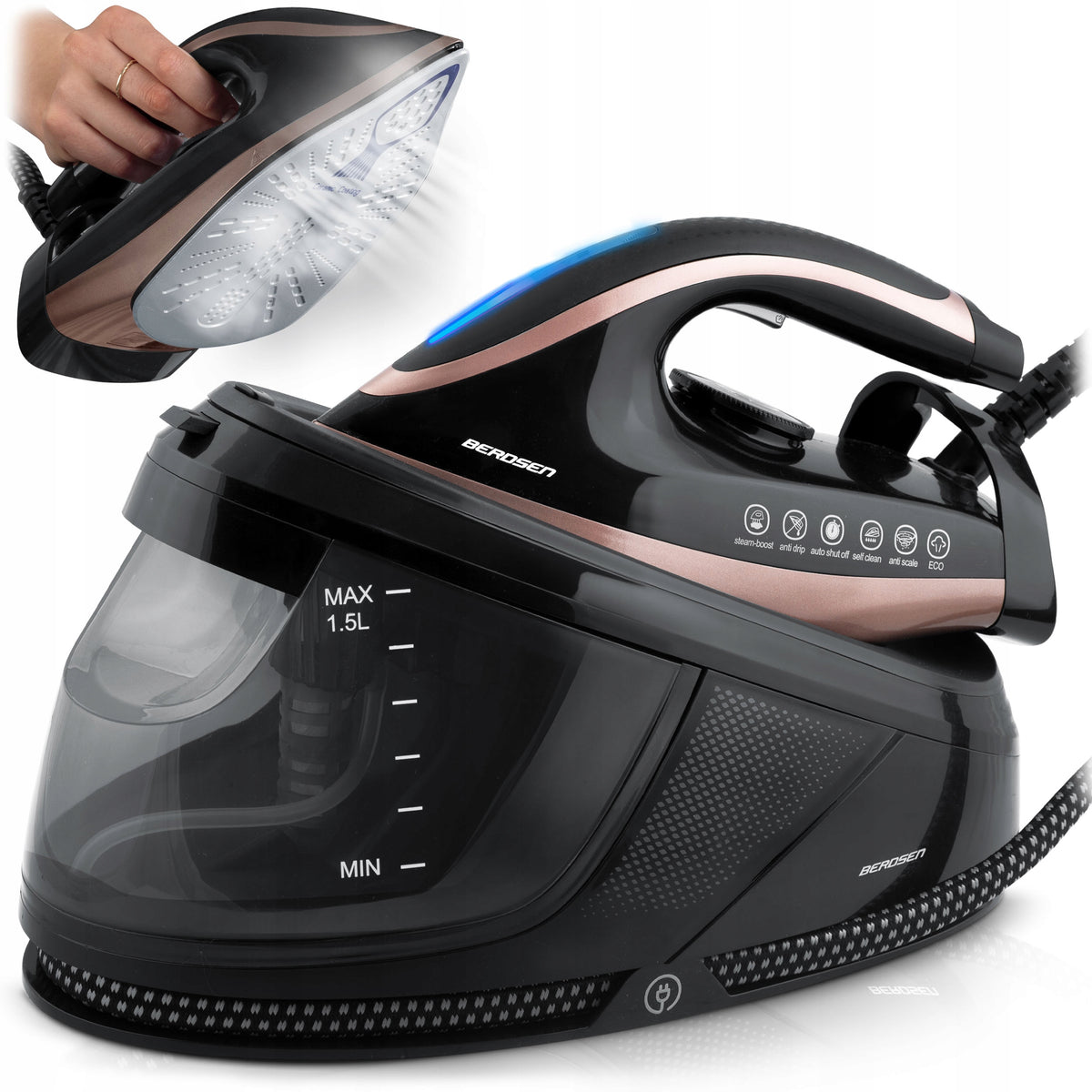 IRON WITH STEAM STATION STEAM GENERATOR 3000W STRONG CERAMIC COATING