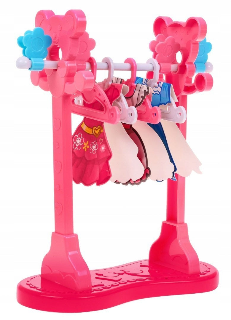 IRONING BOARD, IRON WITH STEAM, HANGER, BASKET Color pink