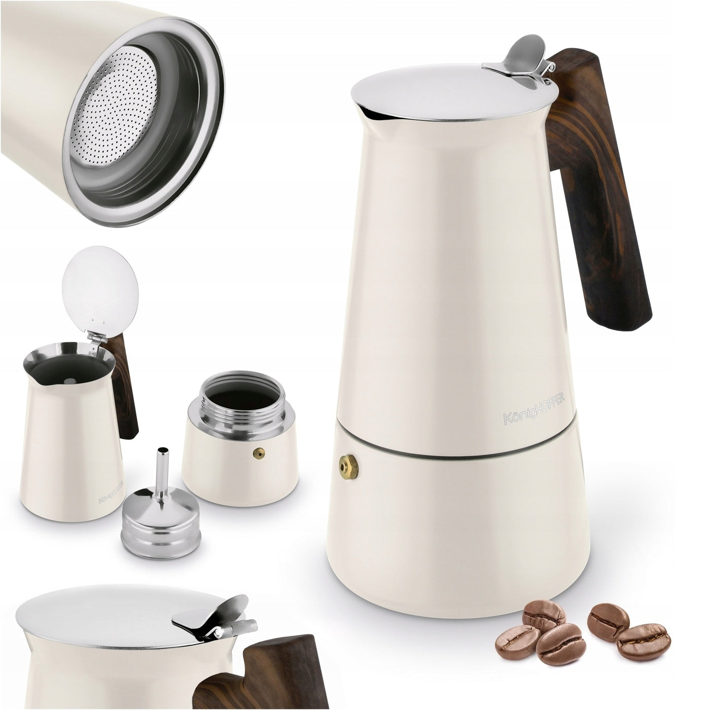 ITALIAN COFFEE MAKER Brewer 6 Cups Creamy Konighoffer Cortado