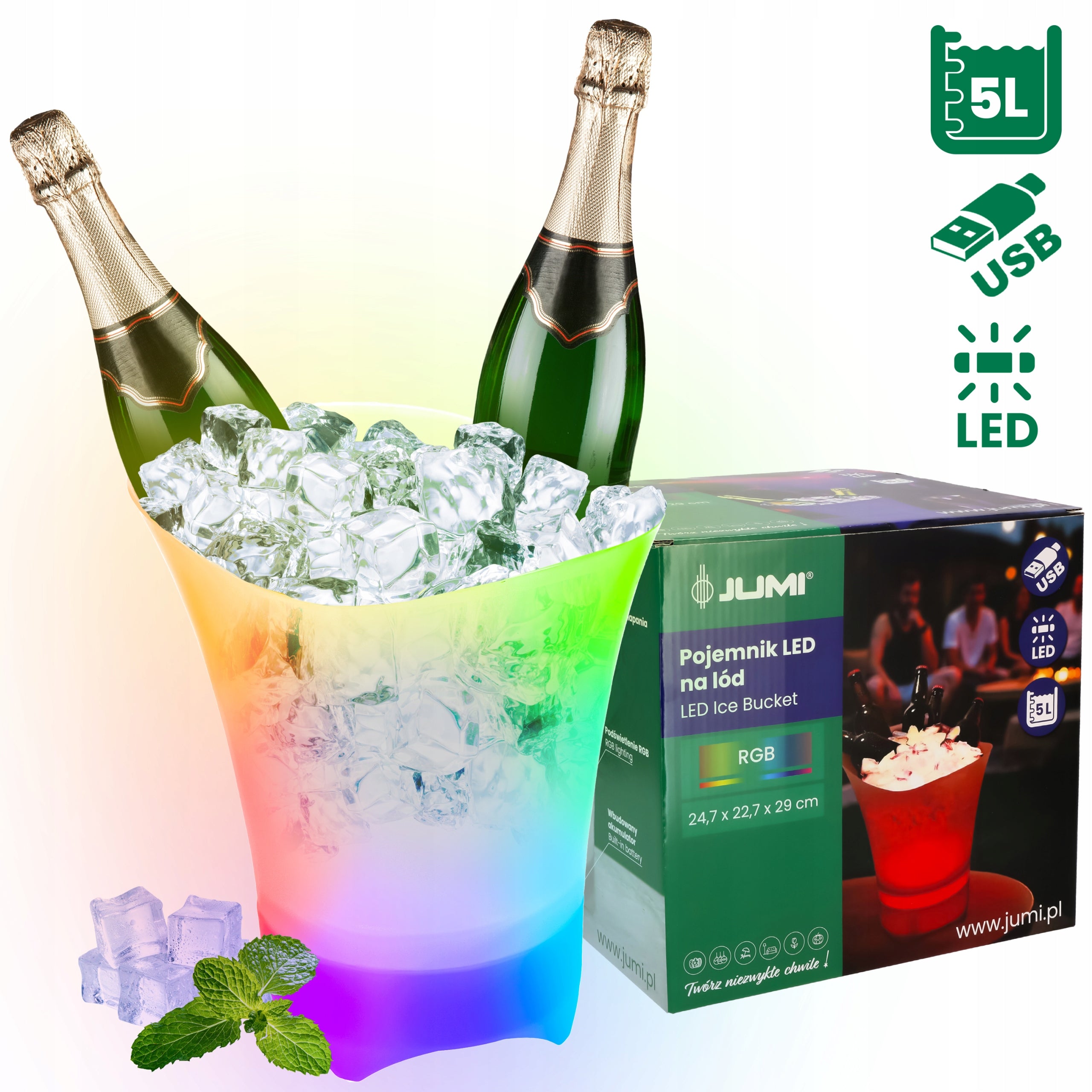 Ice BUCKET RGB LED COOLER Light for Ice 5L for Champagne LARGE