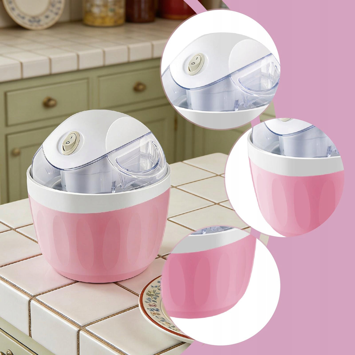 Ice Cream Maker Dessert Maker 500ml Slush Machine Household Easy Pink White Brand no brand
