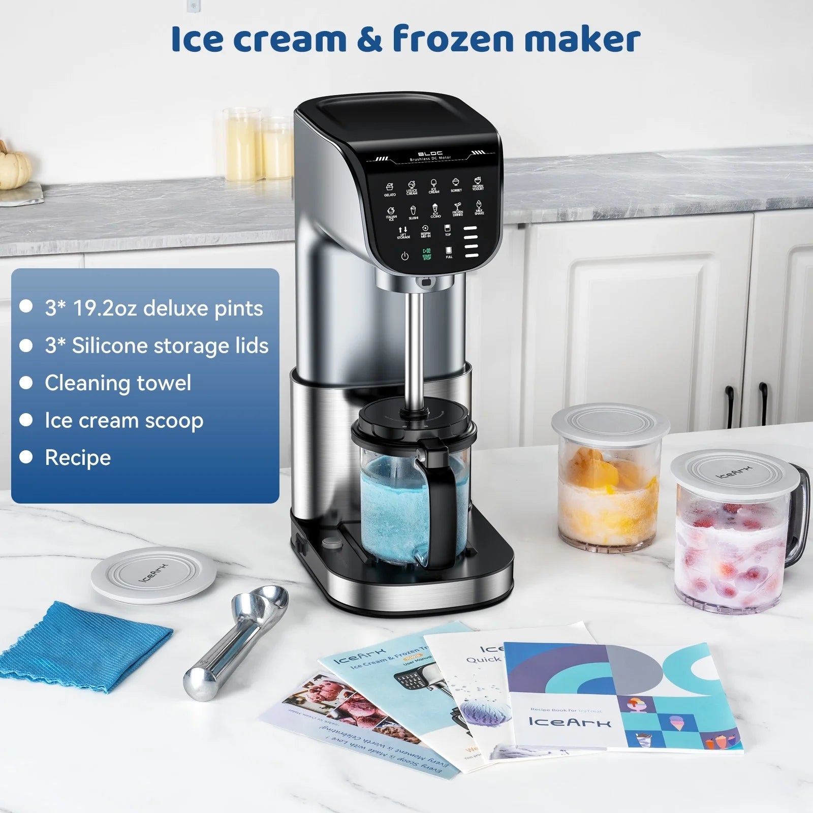 Ice Cream Maker Sorbet Sheikhs 10 Programs DC Motor Silver Brand no brand