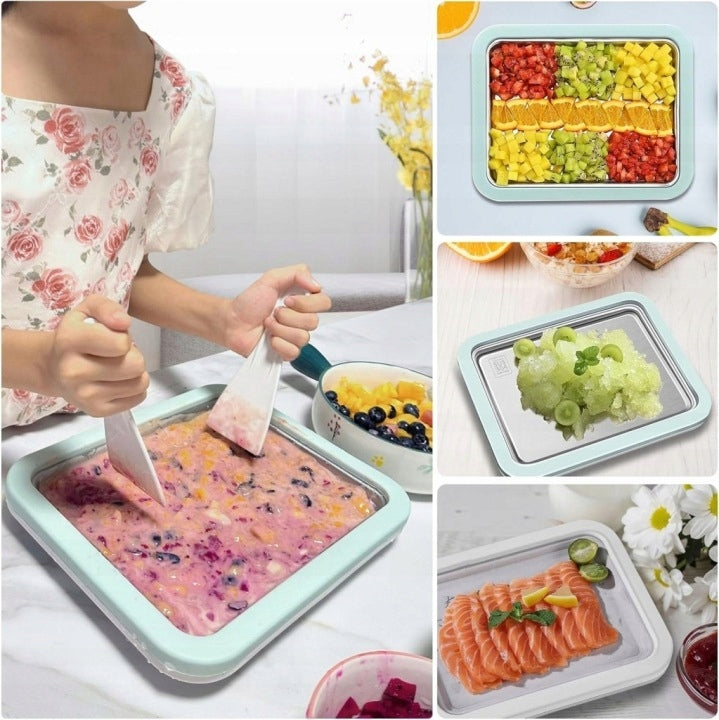 Ice Cream Making Tray Machine Thai Yogurt Dessert Cold Spatula Brand no brand