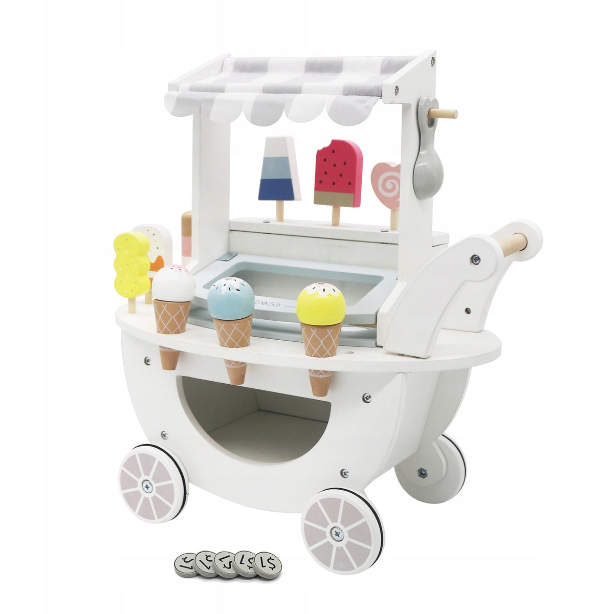 Ice Cream Shop Wooden Ice Cream Set Shop Ice Cream on Wheels for Kids Packaging status original