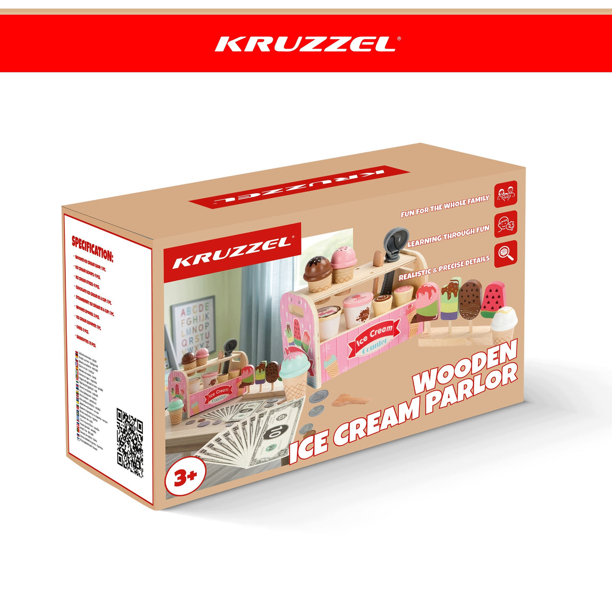 Ice Cream Shop Wooden Ice Cream Shop for Children Confectionery 33 el. Gift Brand Kruzzel