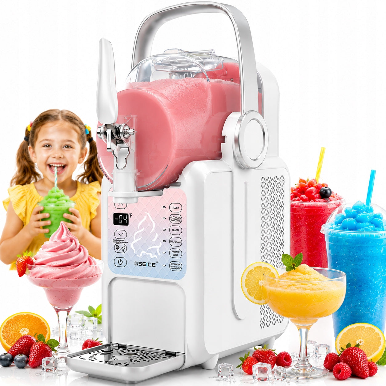 Ice Cream and Slushy Machine 6in1 2.1L 180W Milkshake Sorbet Compressor