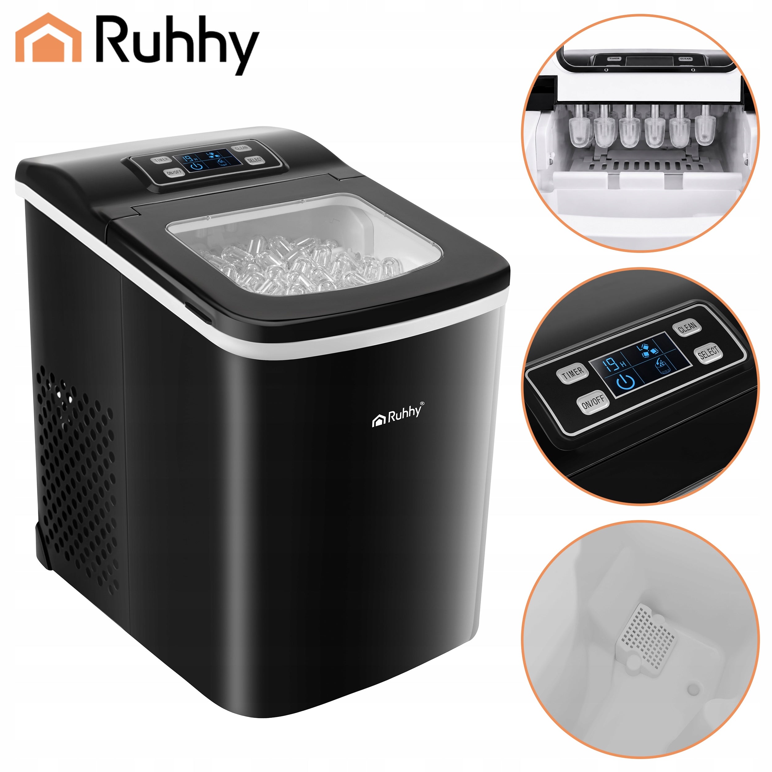 Ice Maker Cube Machine Express Ice Quiet Efficient 12kg 24h Manufacturer code Kostkarka do lodu 2l czarna + łopatka 28692