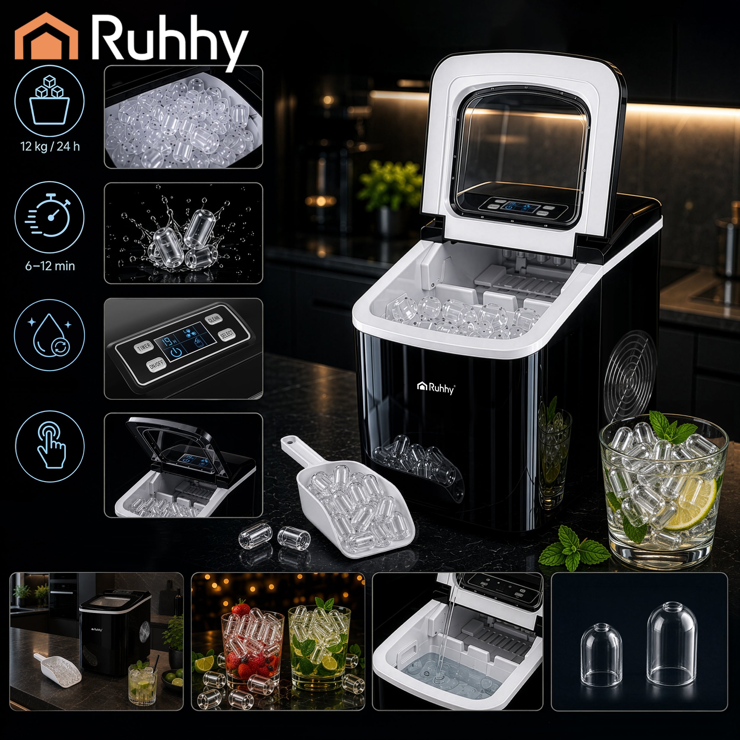 Ice Maker Cube Machine Express Ice Quiet Efficient 12kg 24h Packaging status original
