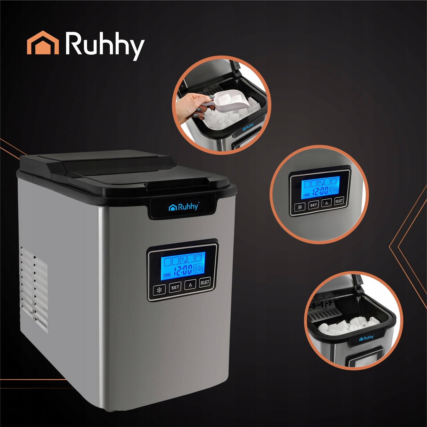 Ice Maker Household Machine 12kg Cubes 24h Express Ice Distributor Packaging status original