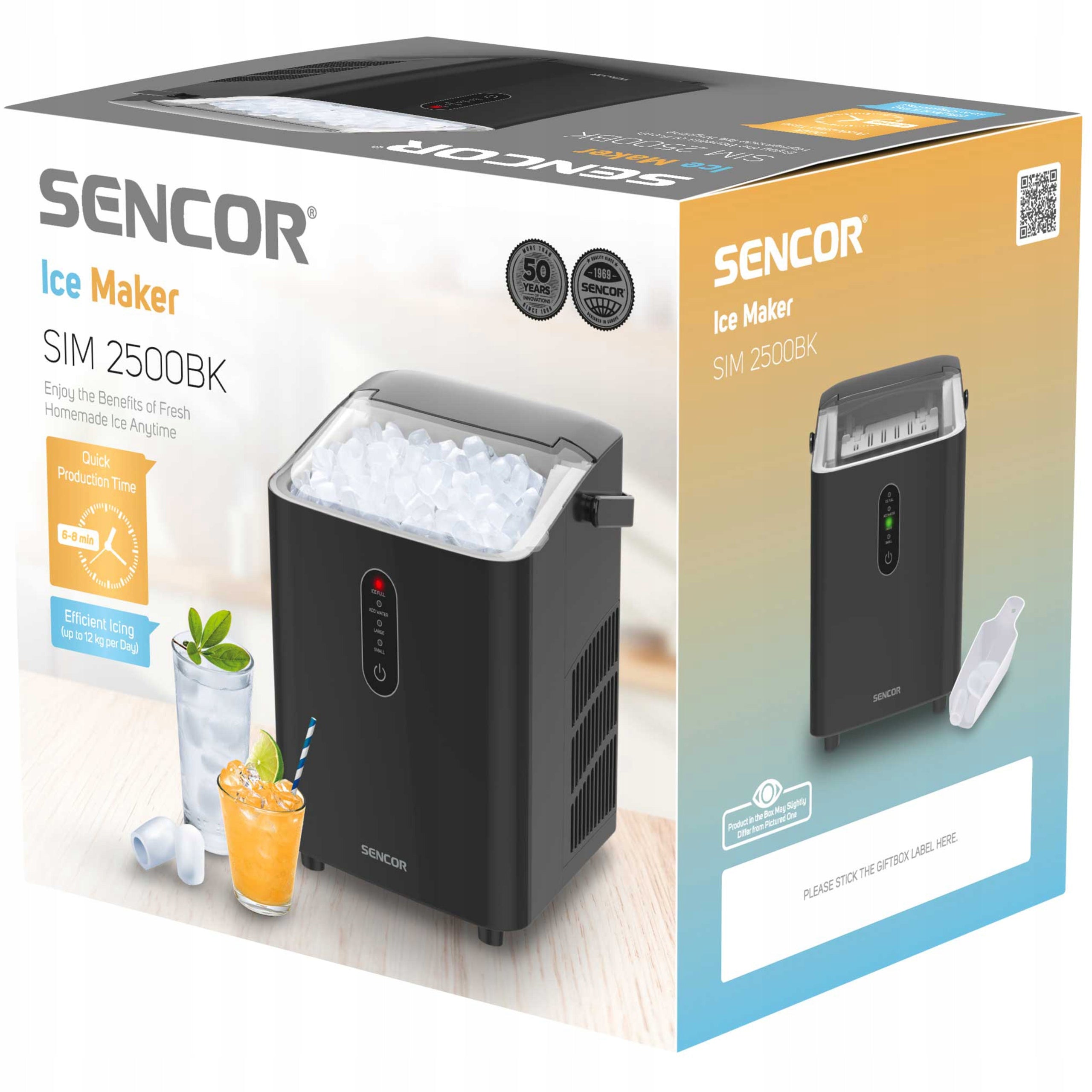 Ice Maker Sencor SIM2500SS 12KG ICE PER DAY Basket 600g Poj 1L 120W Packaging status original