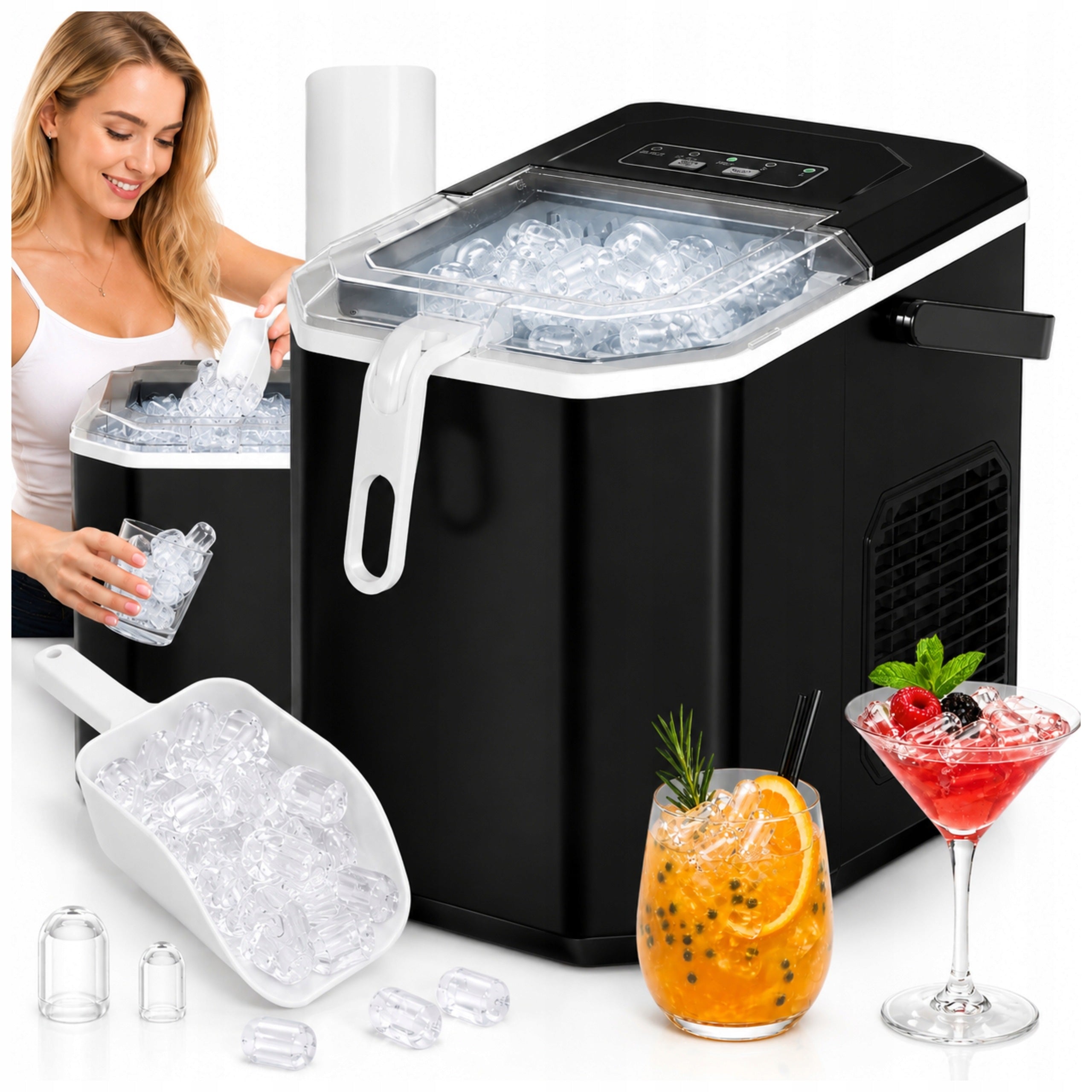 Ice Maker Small Homemade Ice Cube Machine 12kg24h Quiet + Spatula