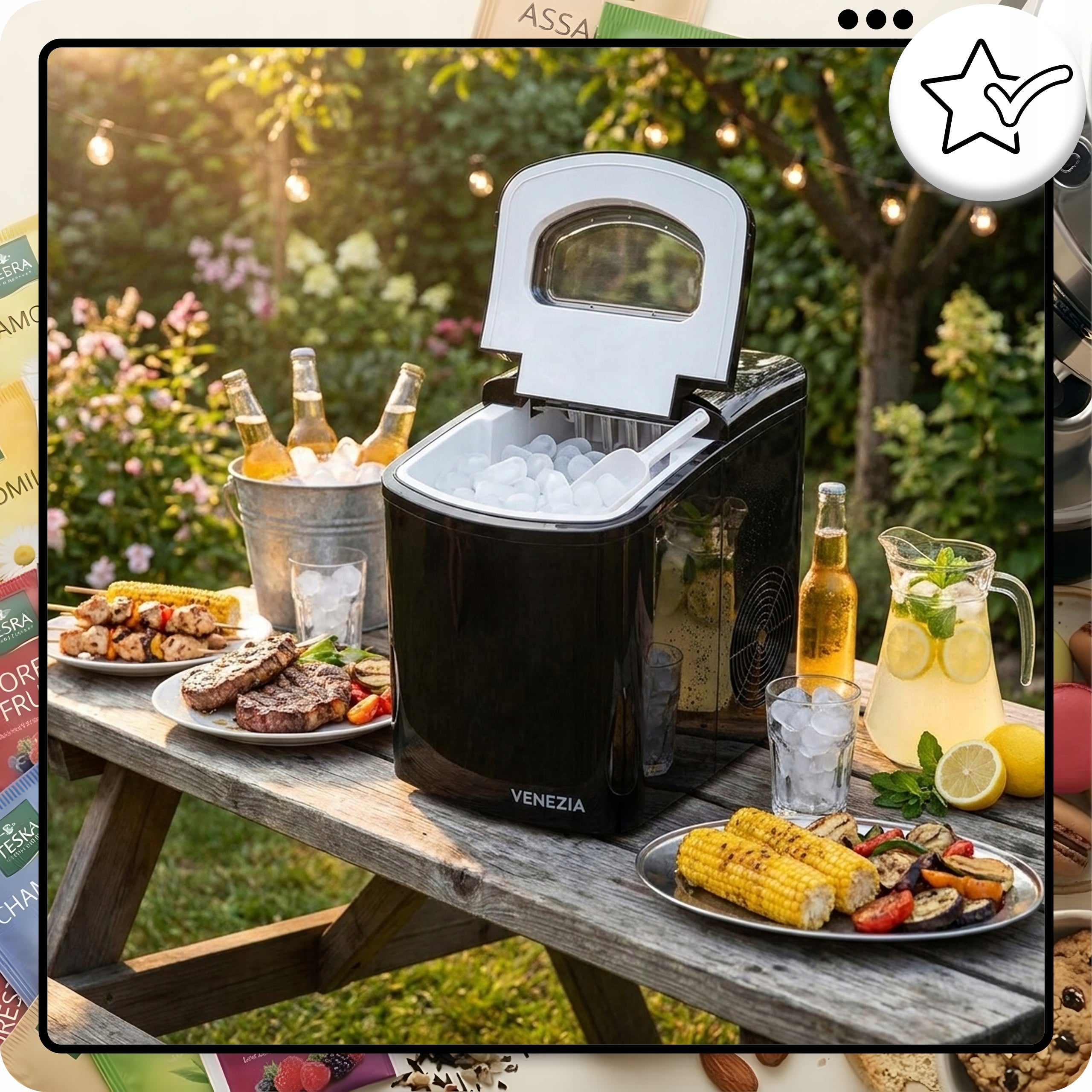 Ice Maker Small Venezia IM18 Black Homemade Cube Machine 10kg Manufacturer code Domowa kostkarka do lodu Venezia IM18