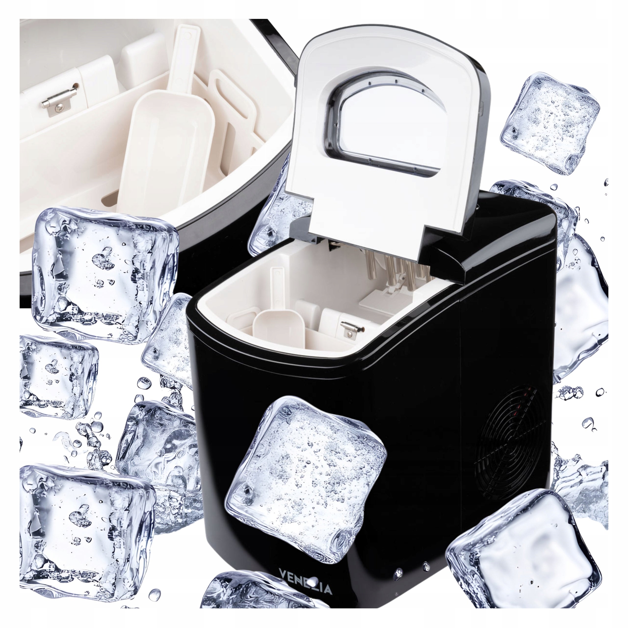 Ice Maker Small Venezia IM18 Black Homemade Cube Machine 10kg