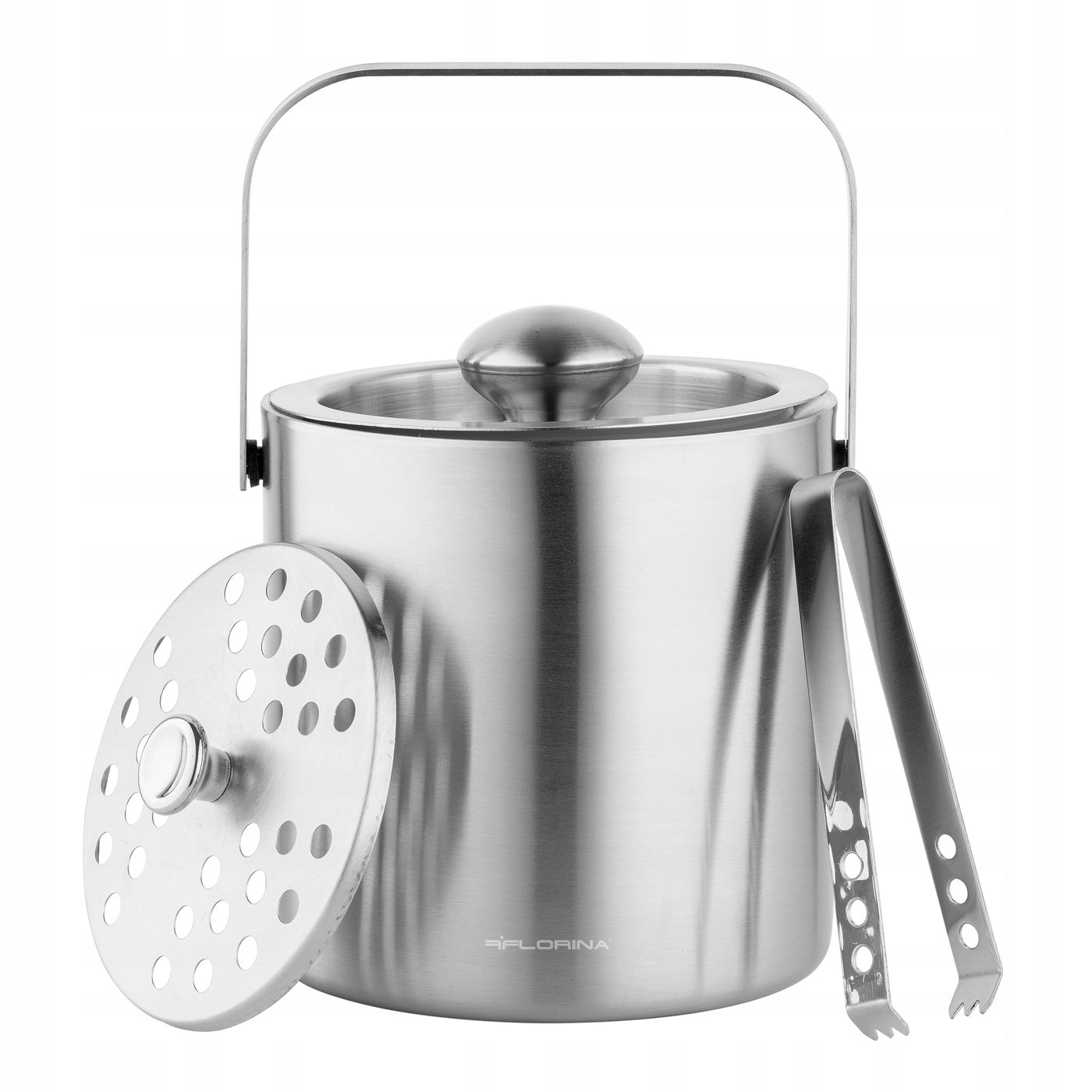Ice bucket with pliers Florina 1200 ml stainless steel for drinks Manufacturer Florina