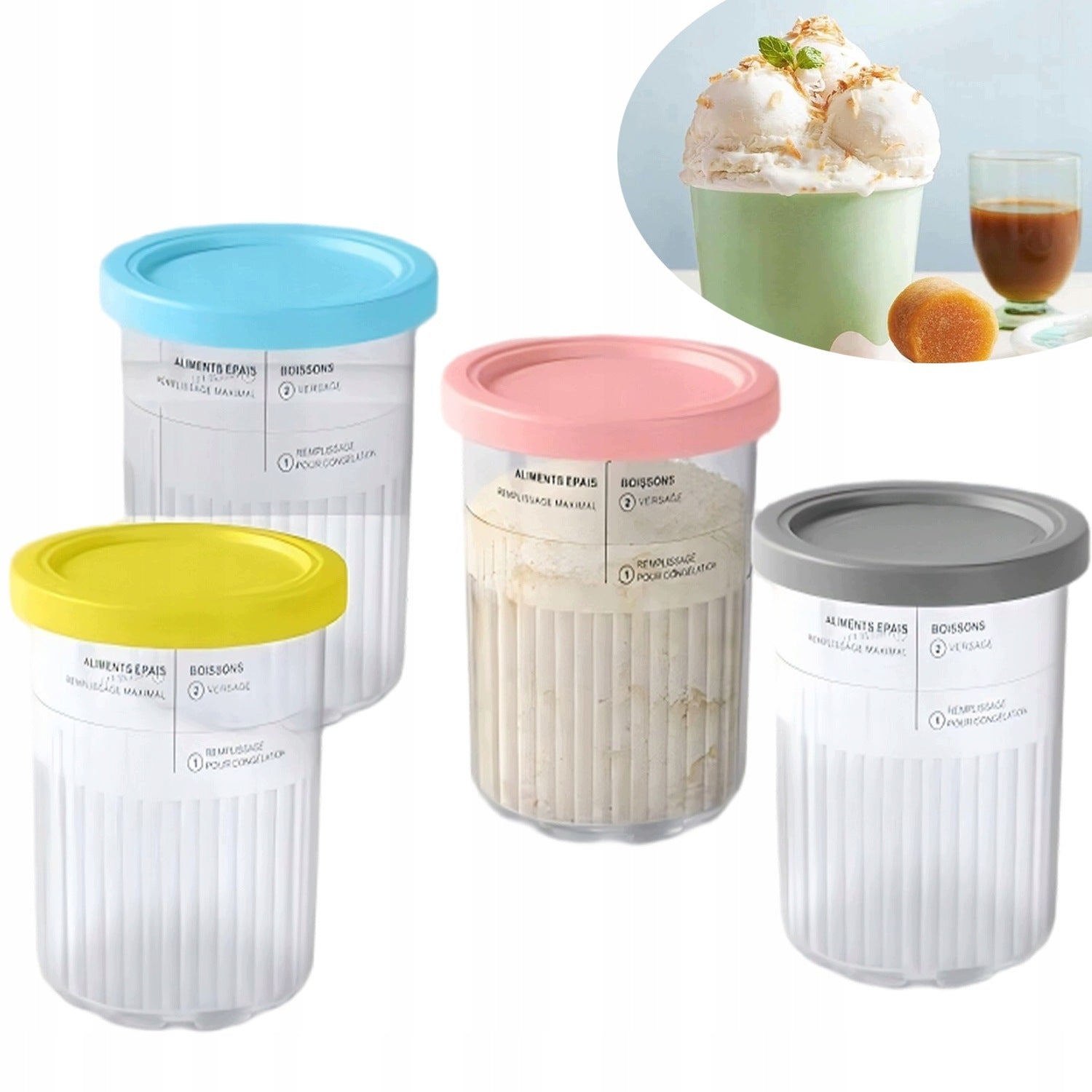 Ice cream containers Ninja CREAMI NC501EU 4 pcs. with coloured lid