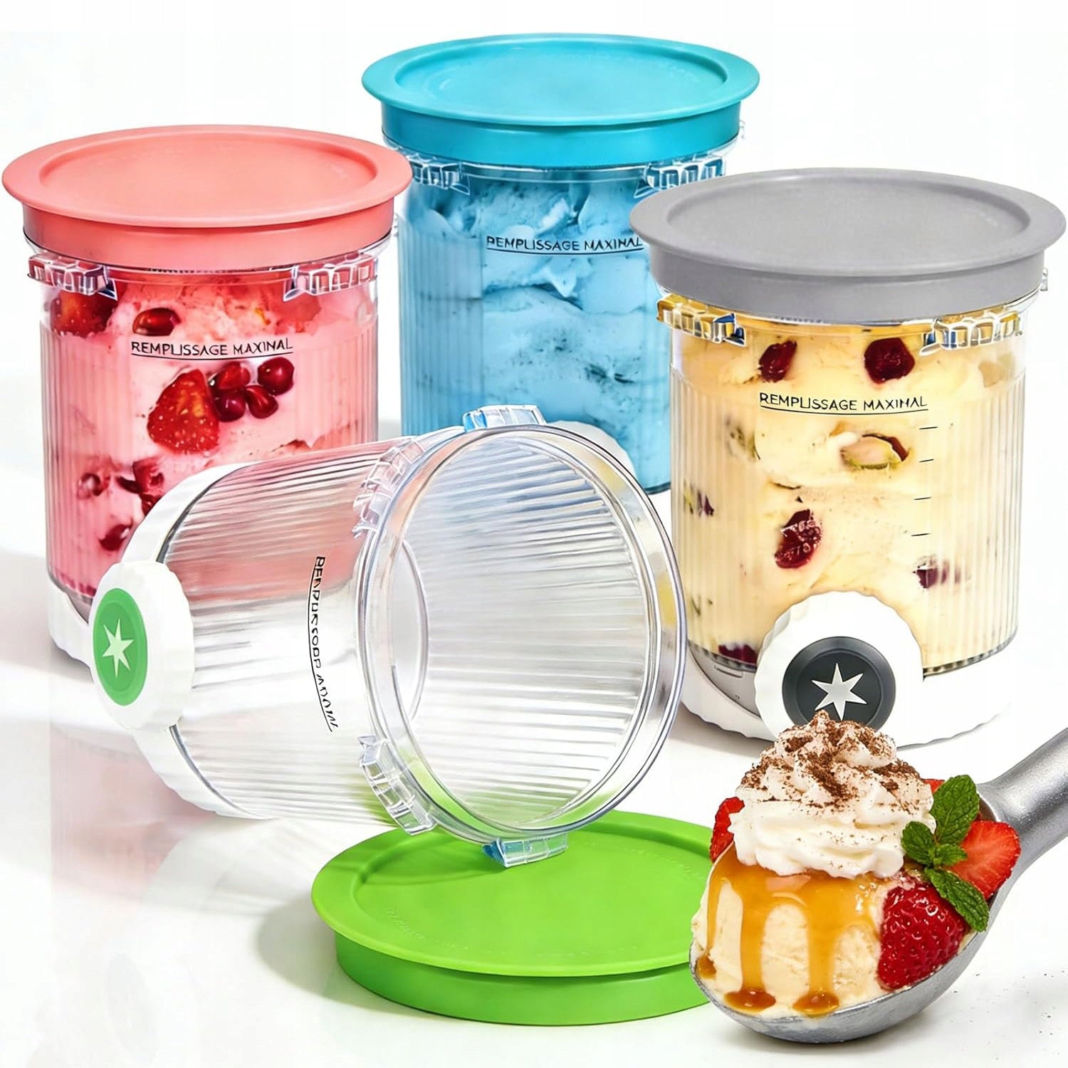 Ice cream containers for NINJA Creami NC700 NC701EU with lid colorful 4-pcs