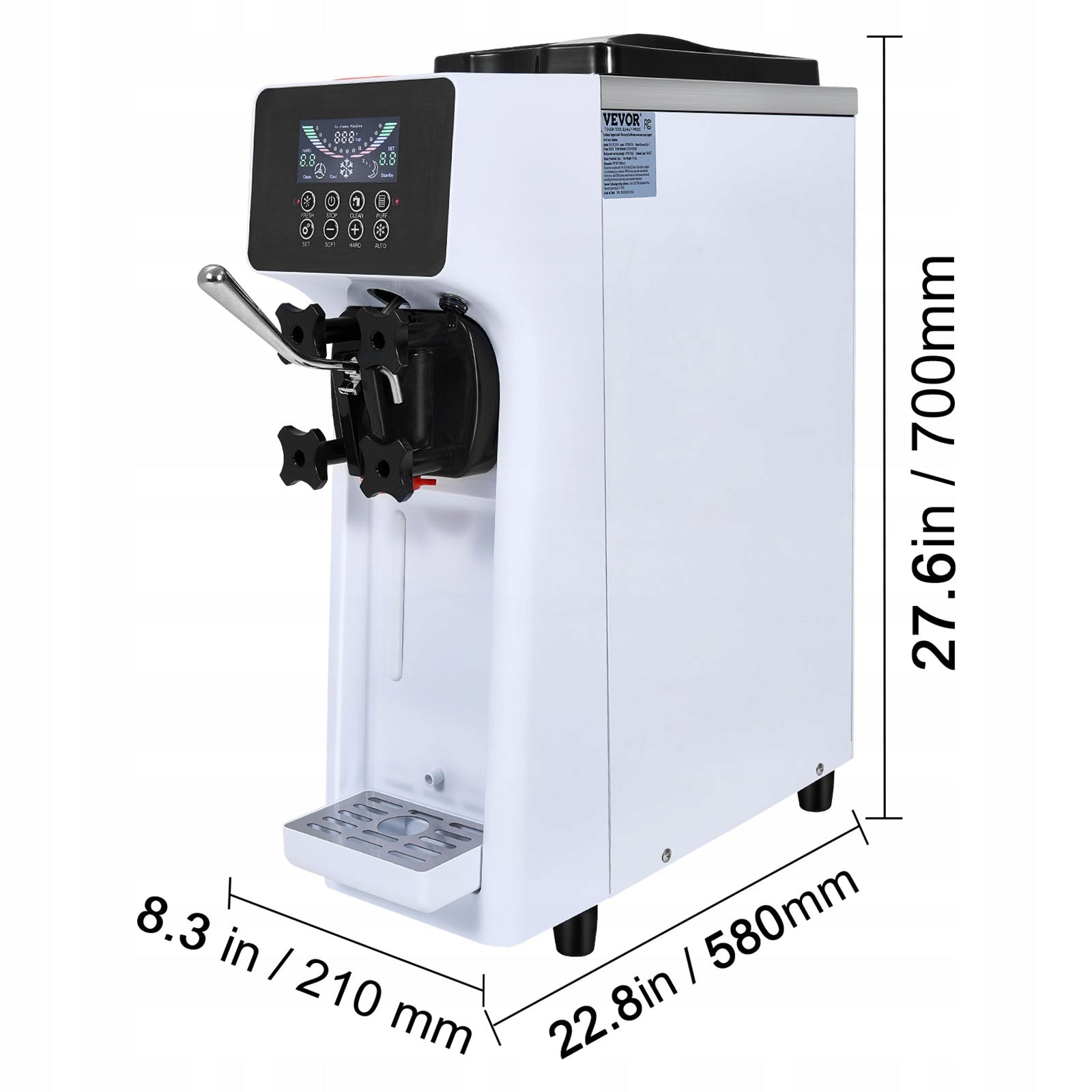 Ice cream machine Vevor 10 l/h stainless steel tank 4 l Manufacturer code TMSRBQLJAJWDE