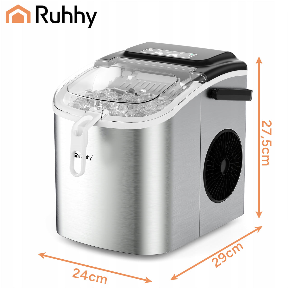 Ice maker 1,2l silver + spatula Ruhhy Manufacturer code Kostkarka do lodu 1,2l srebrna +łopatka Ruhhy