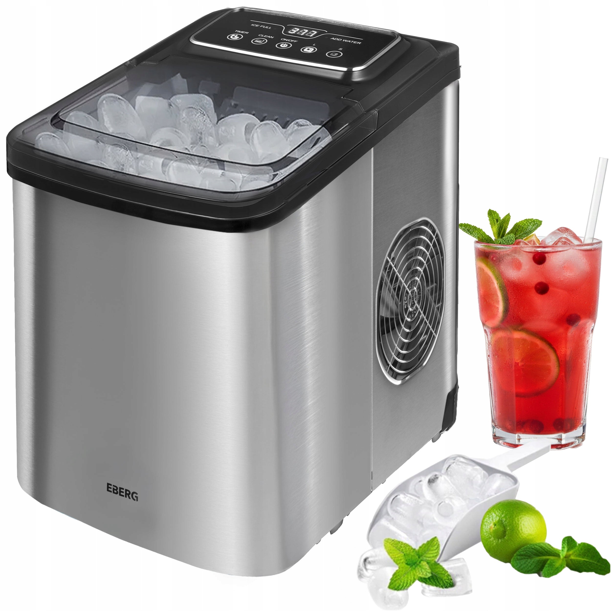 Ice maker EBERG home INOX 12kg 160W express ice cube in 6min!
