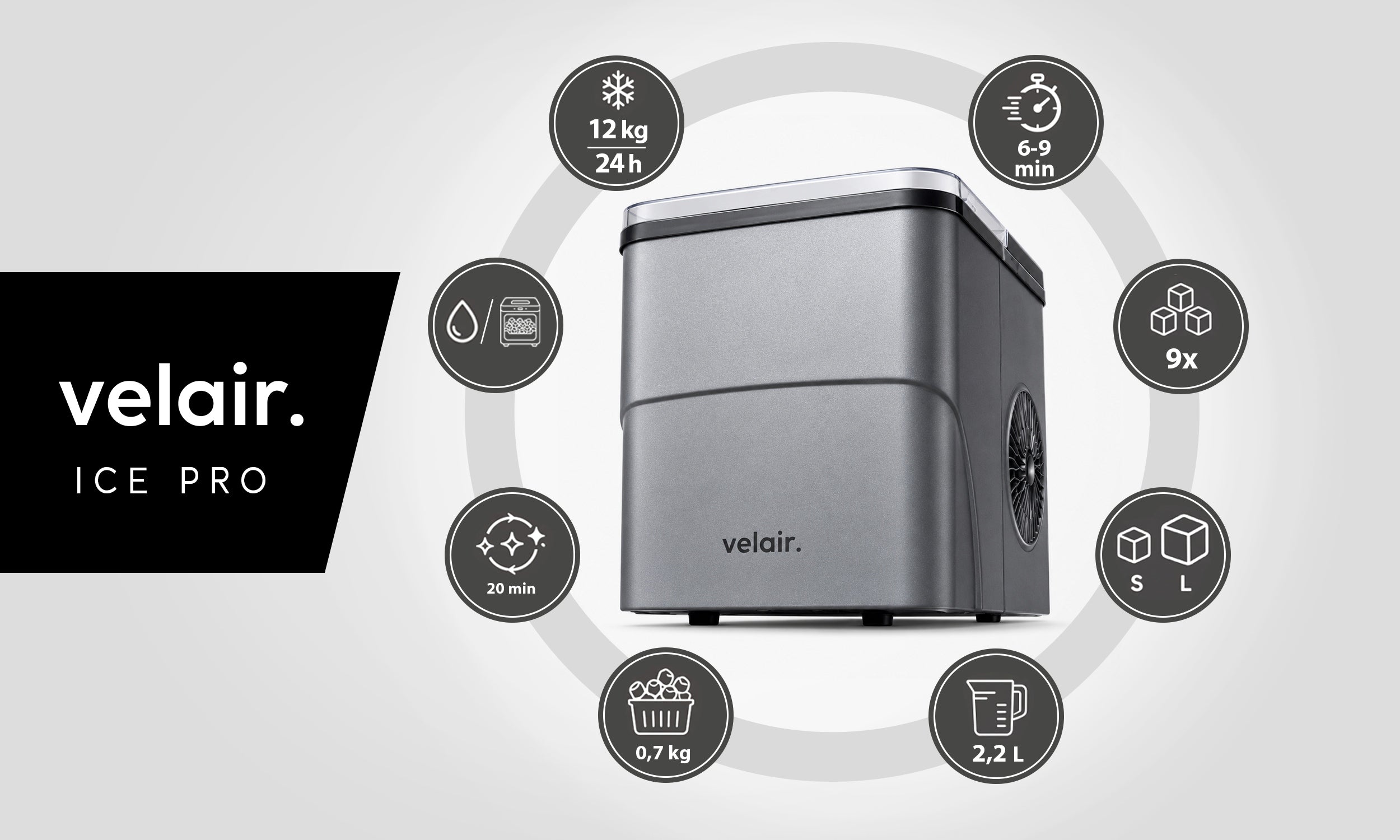 Ice maker ICE PRO 160W! ICE 6 MINUTES! 12kg/24h + GUIDE FREEBIE! Packaging status original