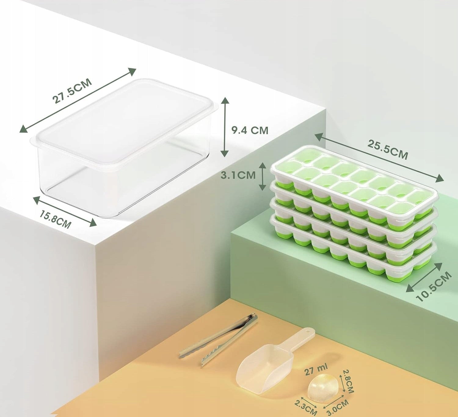 Ice tray with lid and container 4 pieces DOQAUS Manufacturer code HQL8