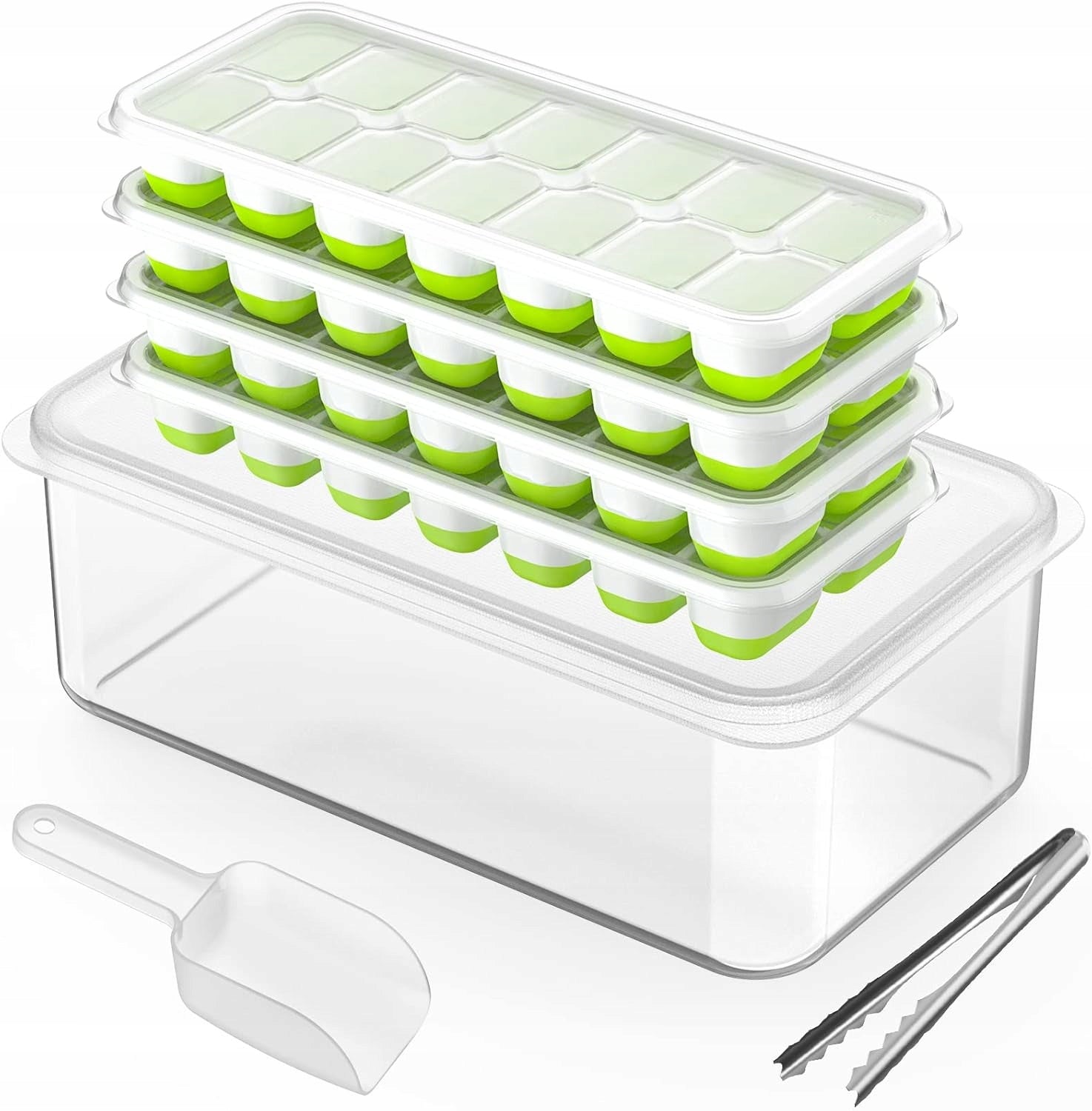 Ice tray with lid and container 4 pieces DOQAUS