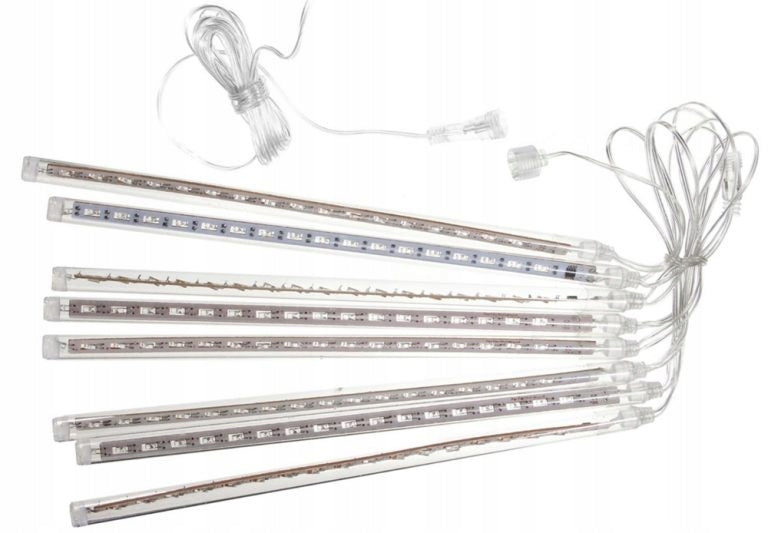 IcicleS FALLING SNOW 45cm METEORS light curtain WHITE COLD exterior Manufacturer code lampki meteory 50cm ZIMNE
