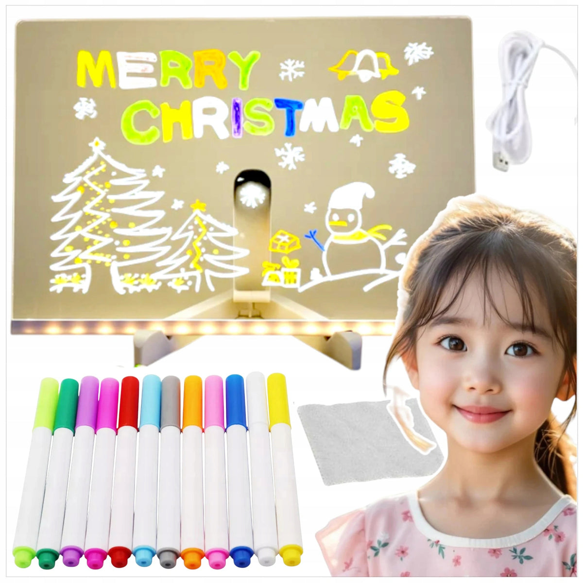 Illuminated LED DRAWING BOARD REUSABLE LIGHT WRITING