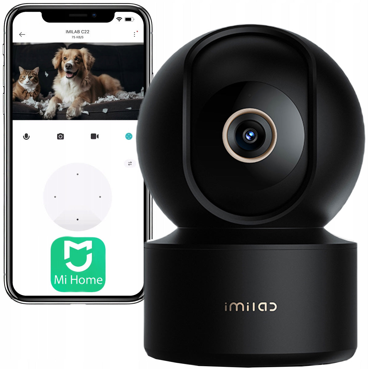 Imilab C22 ROTATING CAMERA for monitoring BABY MONITOR 360° BLACK