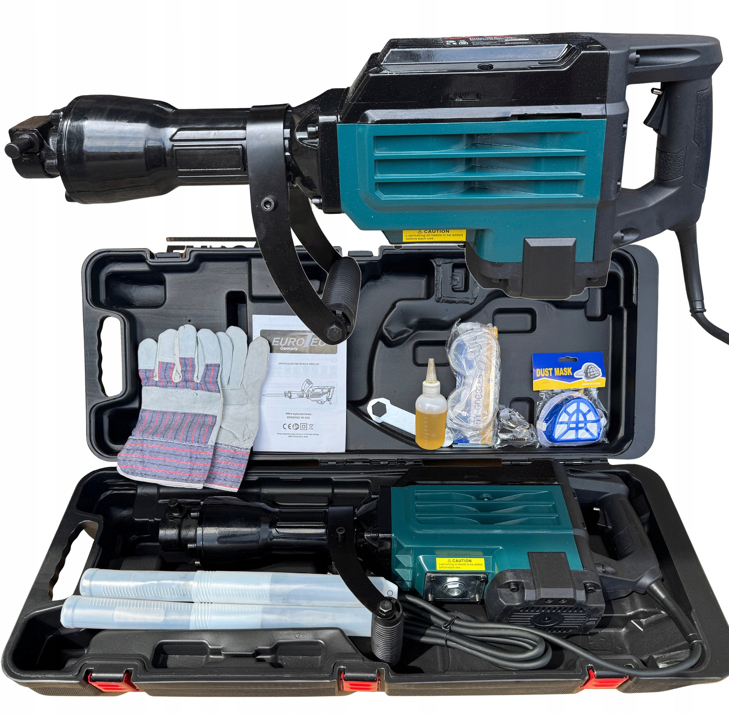 Impact Demolition Hammer 2000W 50J HEX 30mm For Concrete Forging + Suitcase Packaging status original