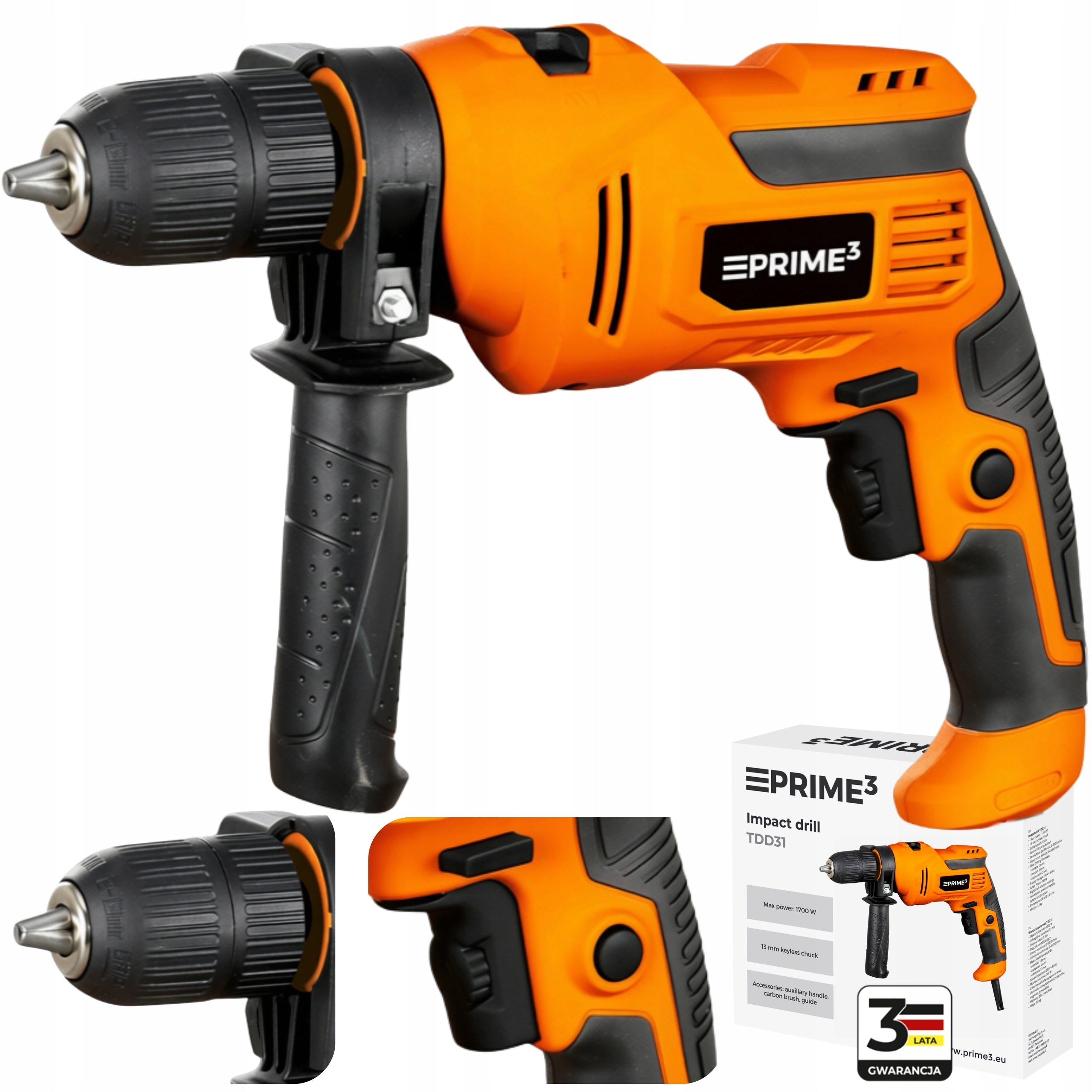 Impact Drill 1700W Self-Clamping Stroke Adjustable PRIME3 TDD31