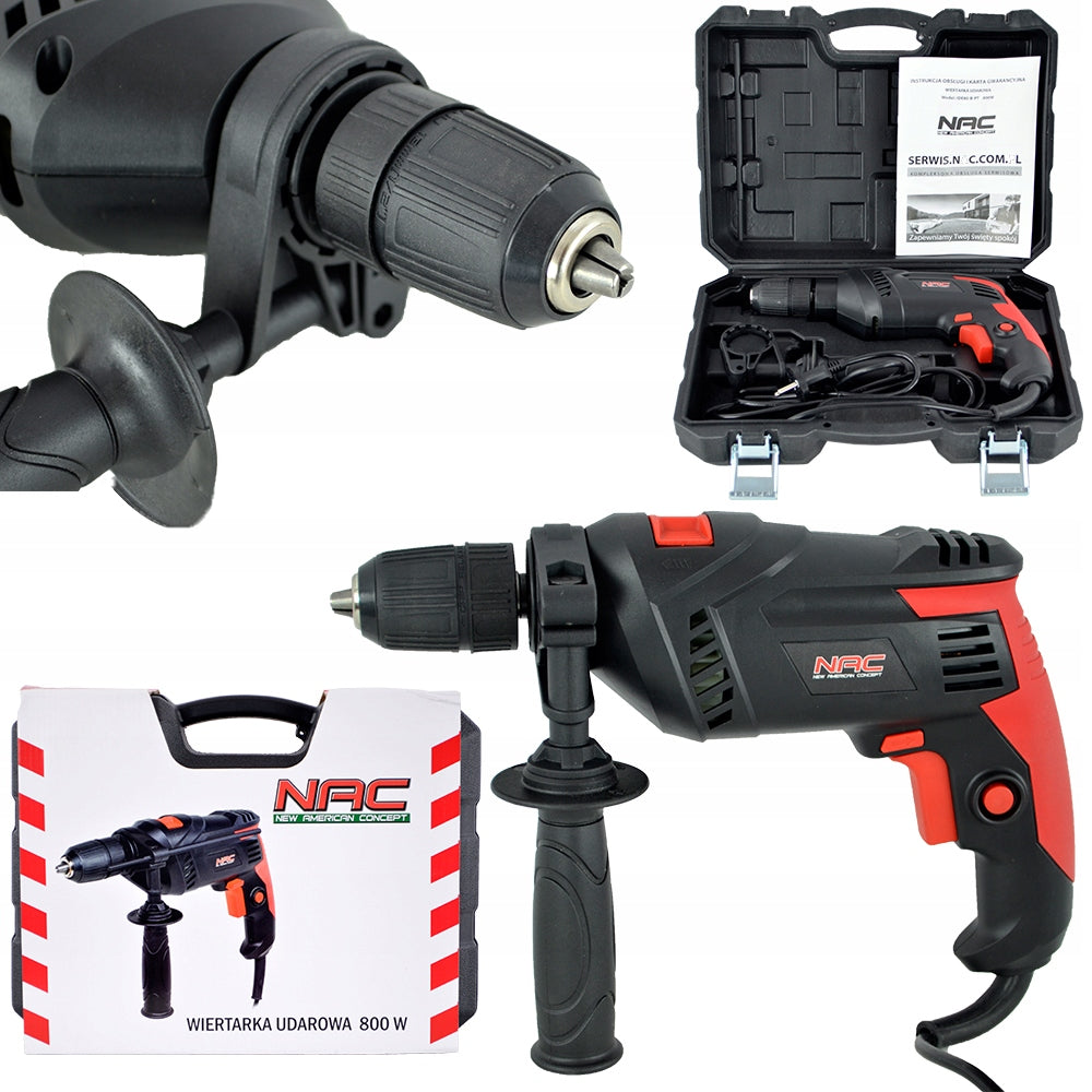 Impact Drill NAC 800W Smooth Speed Control Left/Right Case