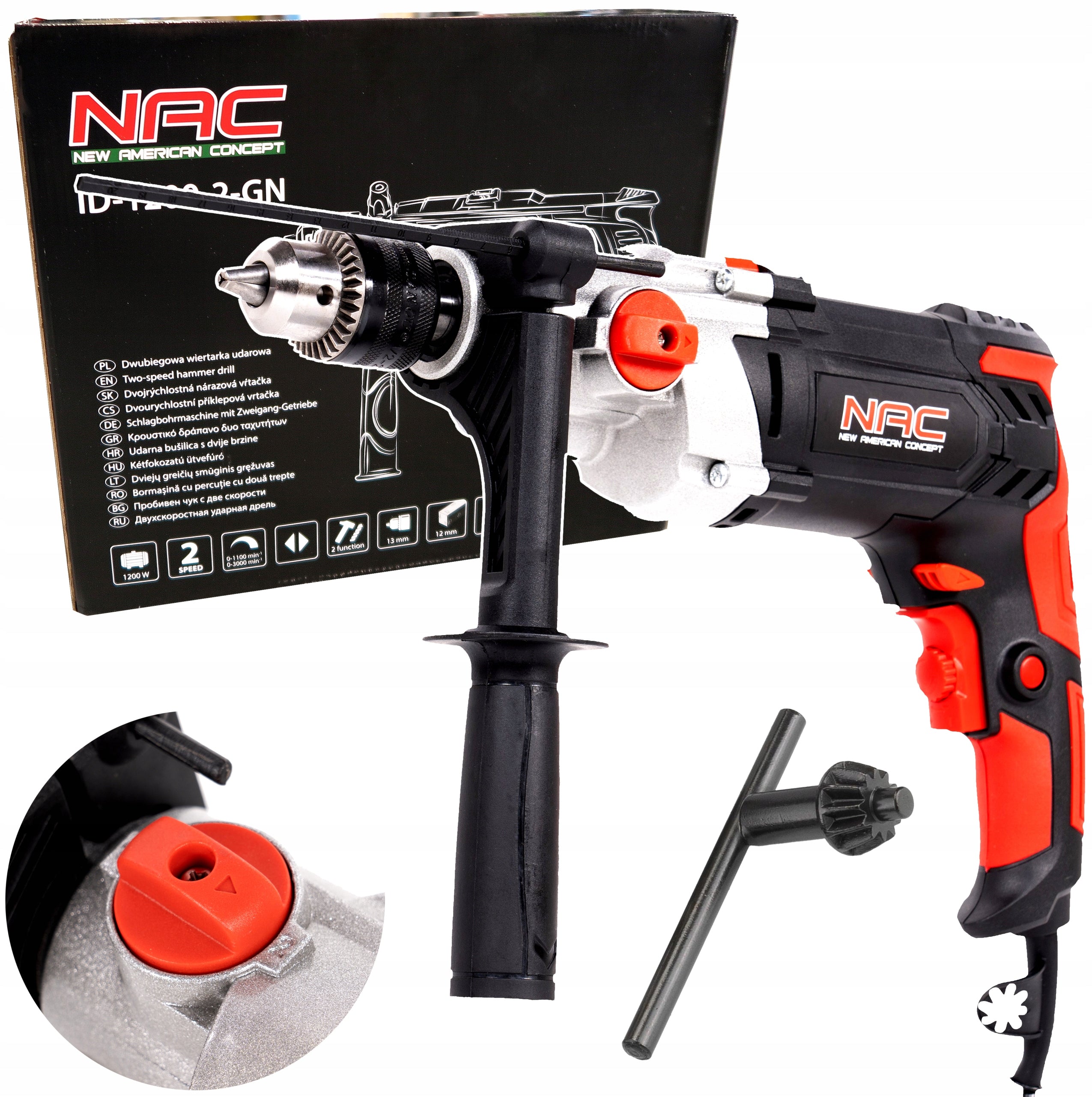 Impact drill 2 speed SOLID NAC ID-1200-2-GN 1200W