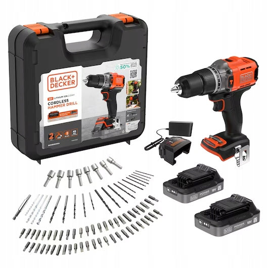 Impact drill 45Nm 18V 2x2,0Ah, Black+Decker [BCD383D2XKA-QW]