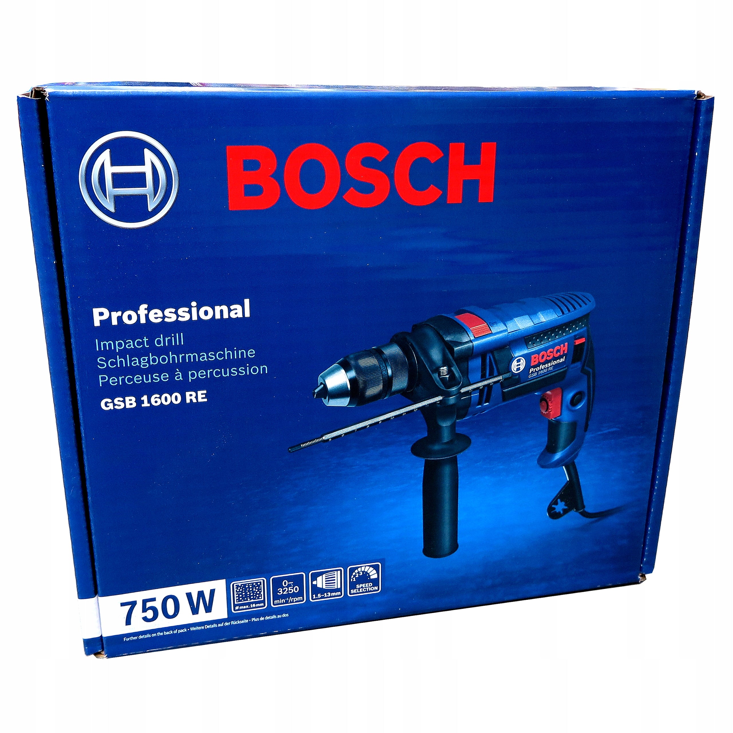 Impact drill 750W 13mm BOSCH GSB 1600 RE 0601228200 EAN (GTIN) 4053423242645