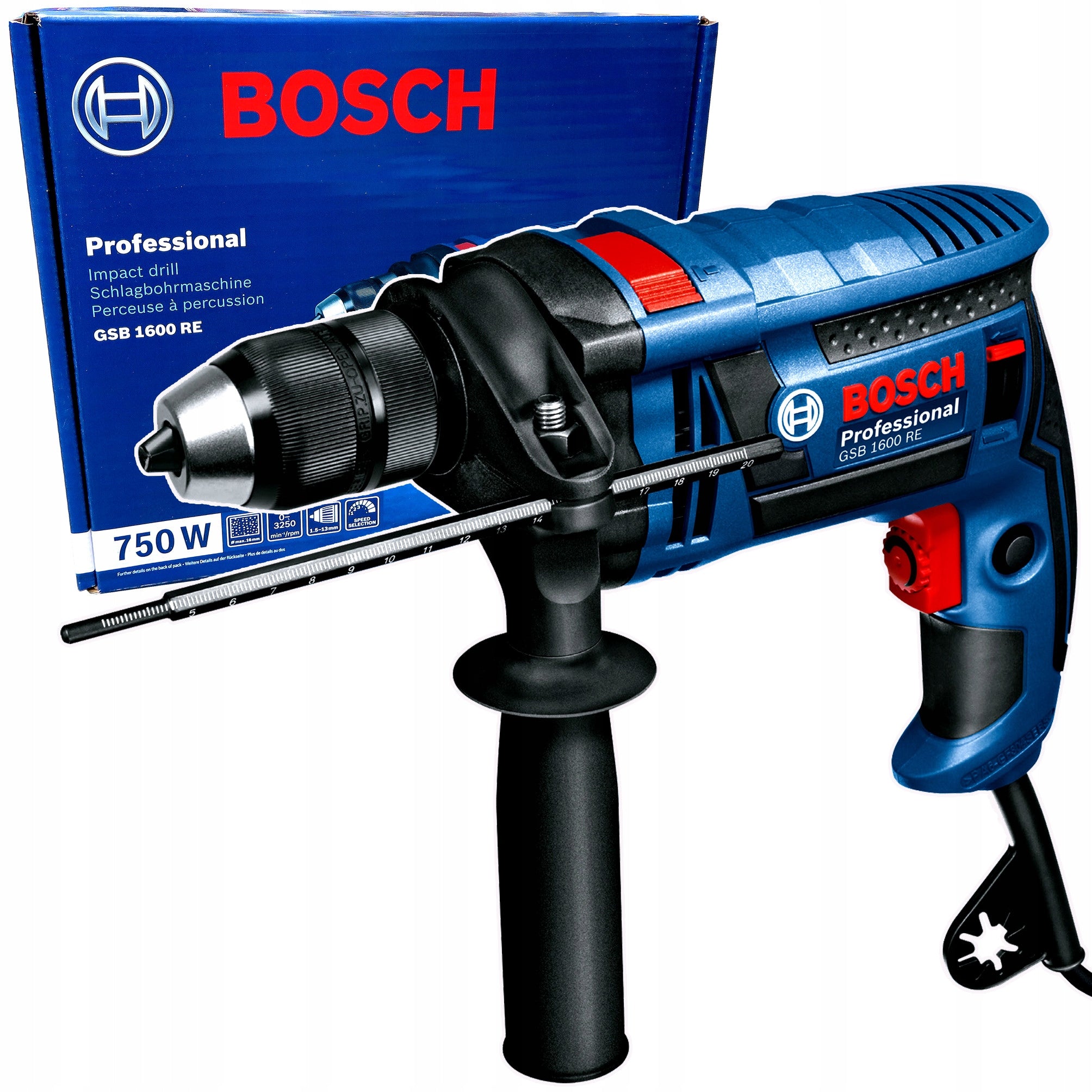 Impact drill 750W 13mm BOSCH GSB 1600 RE 0601228200
