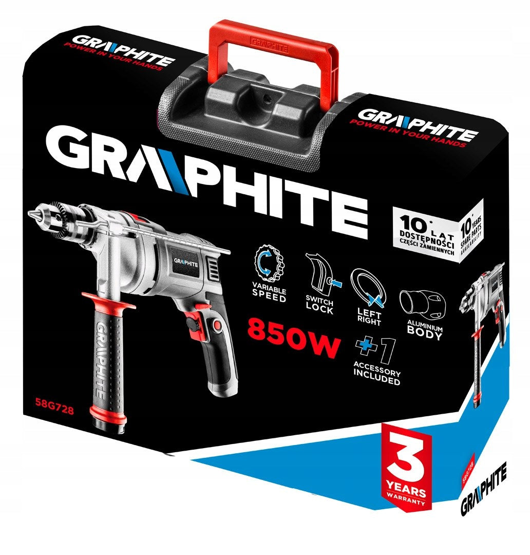 Impact drill 850W handle 13mm speed control 58G728 GRAPHITE Manufacturer code 58G728