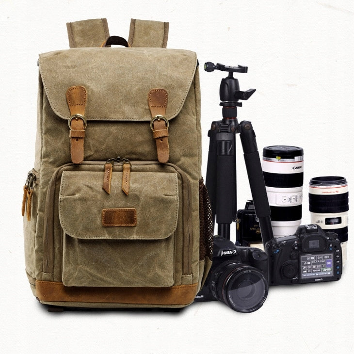 Impregnated Laptop Photo Backpack 14,1" Vintage Beige Style
