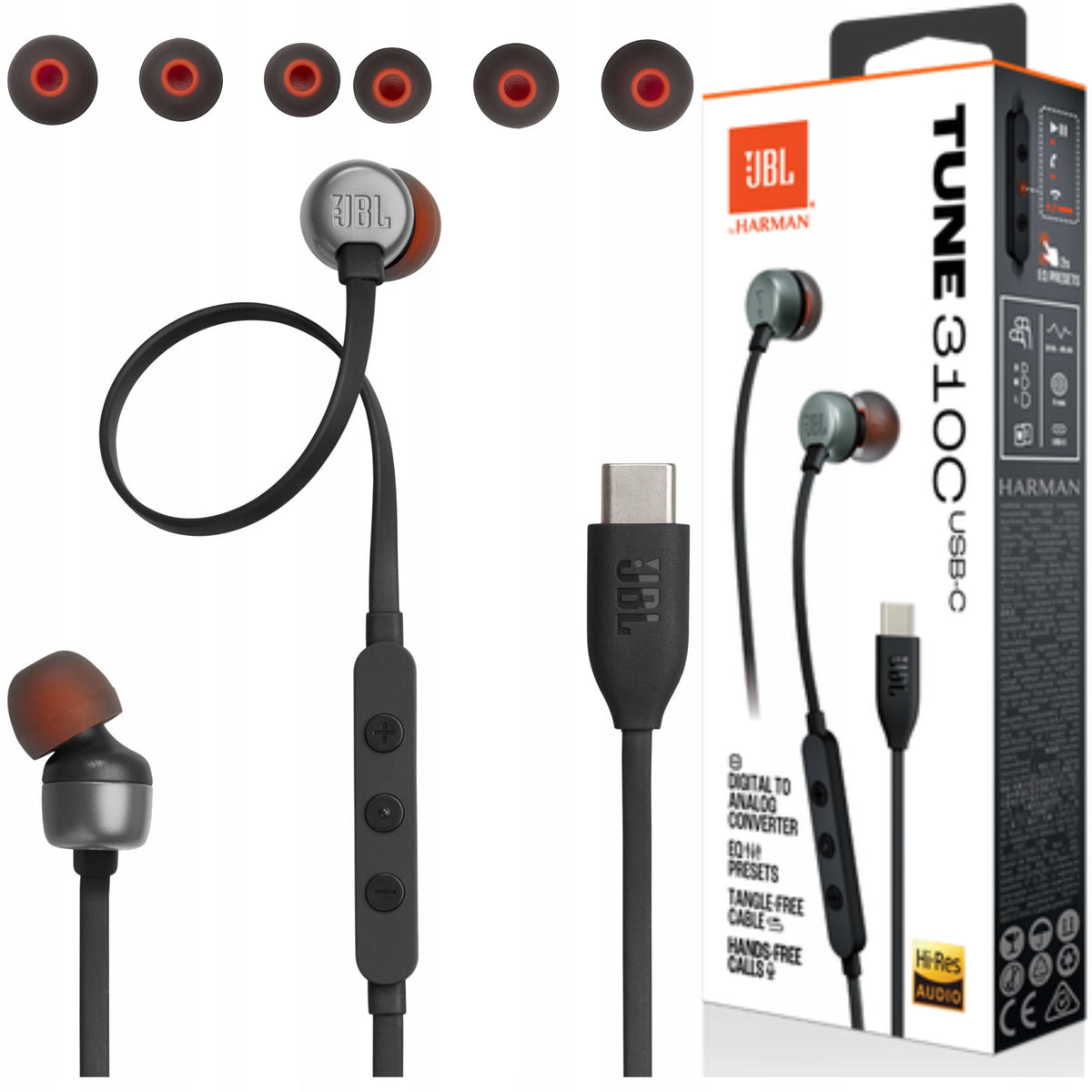 In-ear headphones JBL Tune 310 USB-C Black Brand JBL