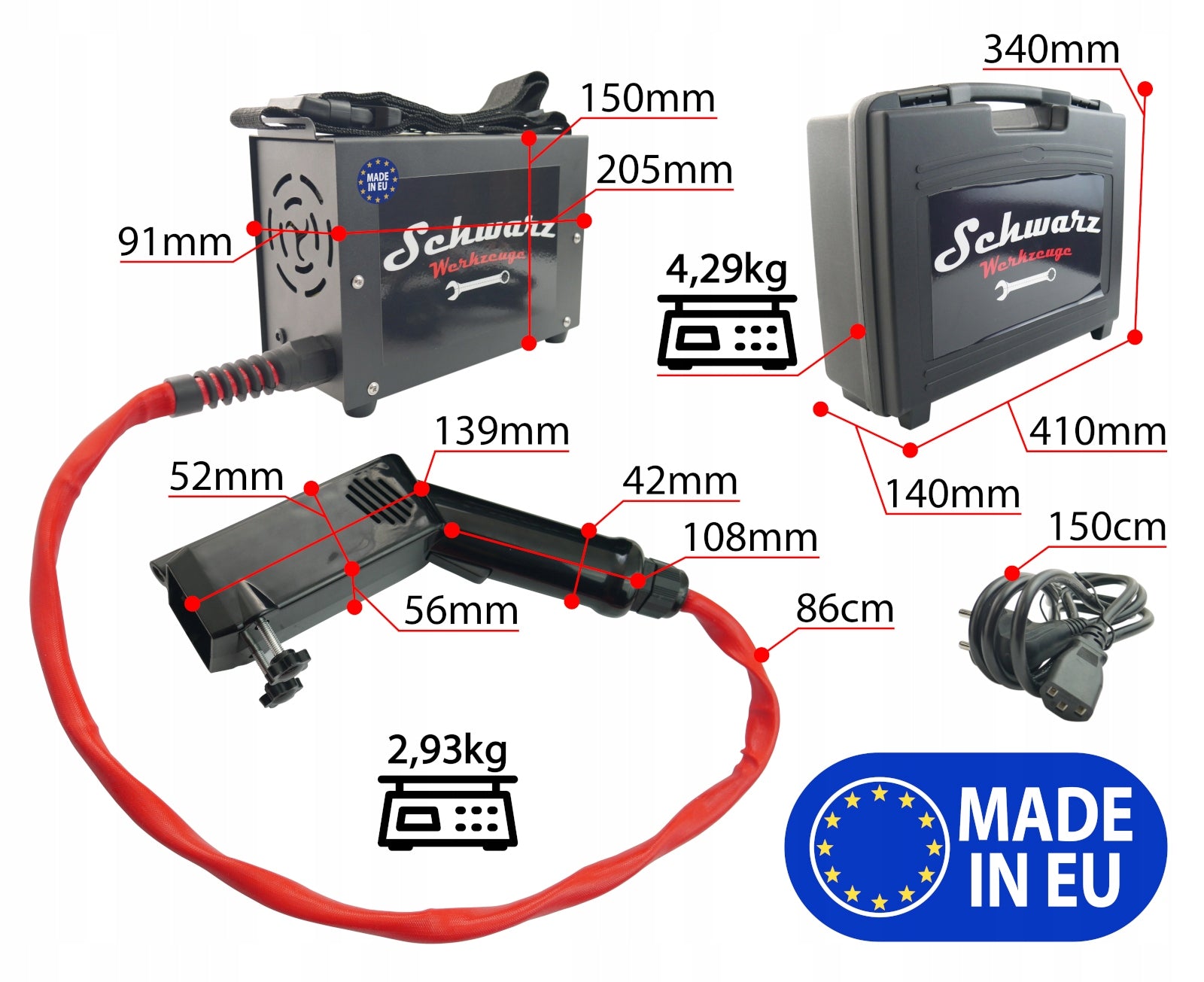 Induction Heater Nut Bolt Heater Induktor 2000 2kVA 230V Manufacturer code Podgrzewacz do śrub Schwarz Induktor 2kVA