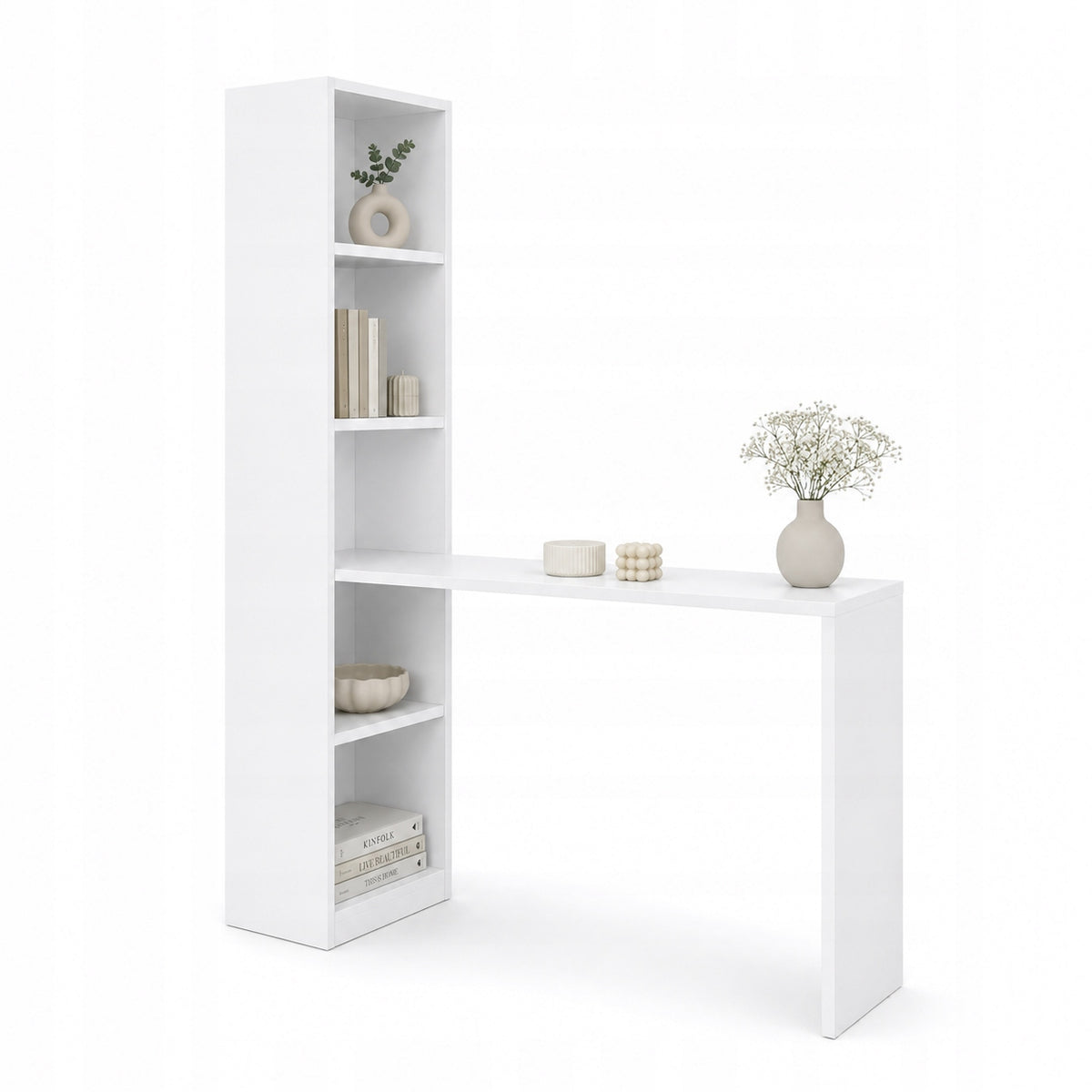 Industrial Computer Desk with Bookcase Loft KACPER 140x74,8x180 White Packaging status original