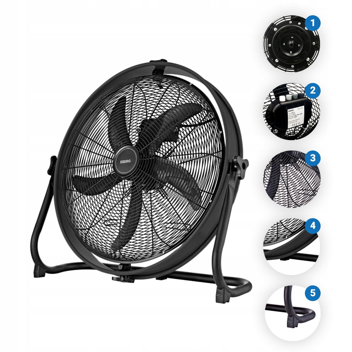 Industrial Workshop Floor Fan EBF Circulator 50cm Powerful 130W Brand EBERG
