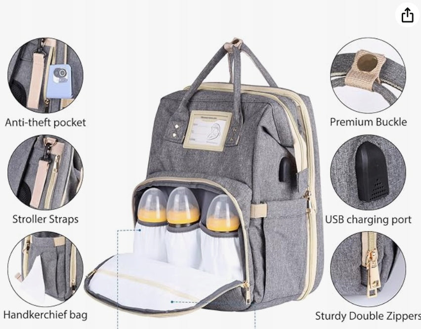 Infant Changing Backpack with Cot Function and USB Port Brand no brand