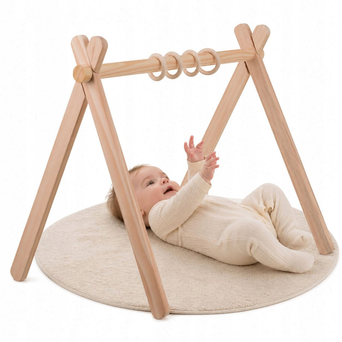 Infant Gymnastics Educational Stand Wooden Baby Gym + Hooks Packaging status original
