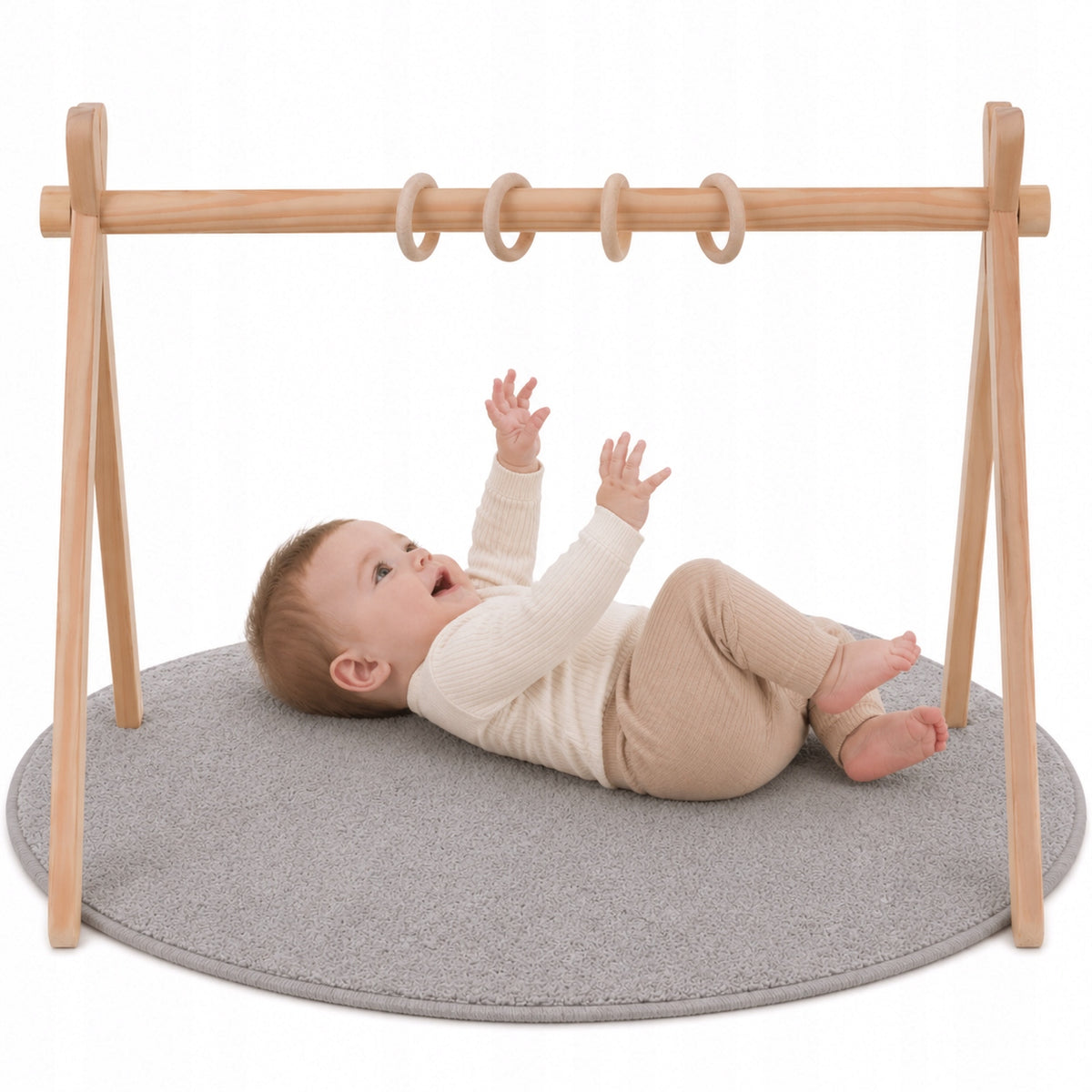 Infant Gymnastics Educational Stand Wooden Baby Gym + Hooks Packaging status original