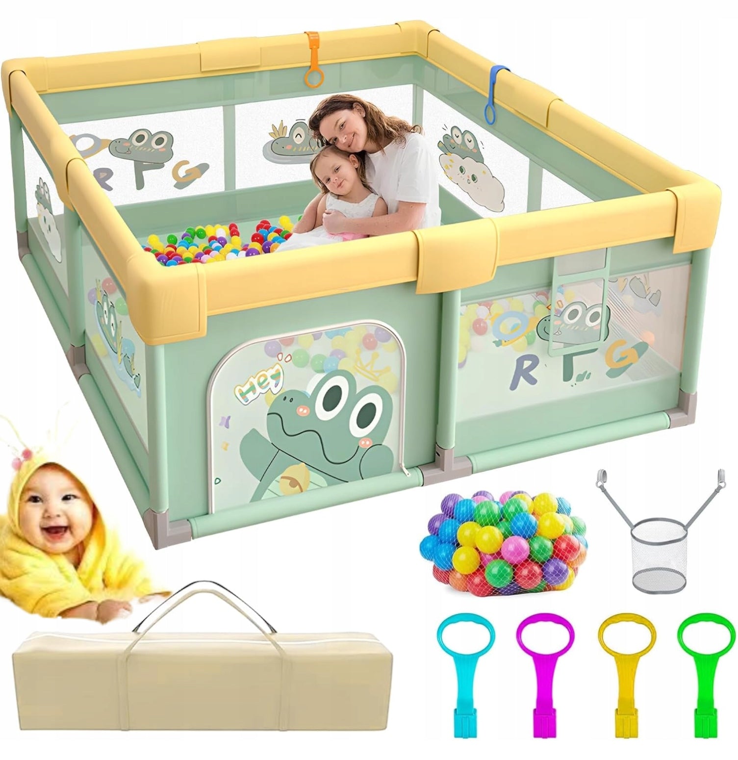 Infant Playpen With Balls 180x200cm Large Dinosaur Door Theme Set