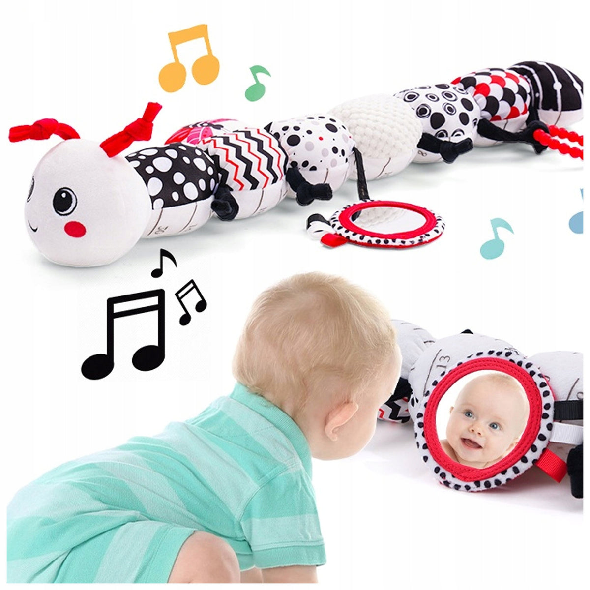 Infant Sensory Toy Caterpillar Contrast Plush Anti-Stress