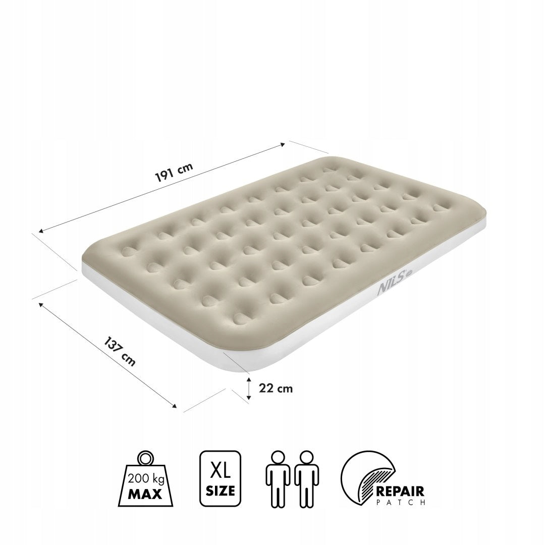 Inflatable Camping Sleeping Mattress Double Tourist 191x137 cm Manufacturer code 15-05-601
